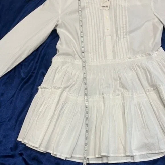 🕊️ NWT Free People Billie Pleated Tiered Mini Dress – White, Size Small 🕊️ - Picture 6 of 9